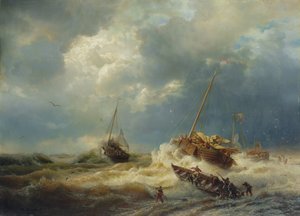 Navires dans une tempête sur la côte néerlandaise, 1854